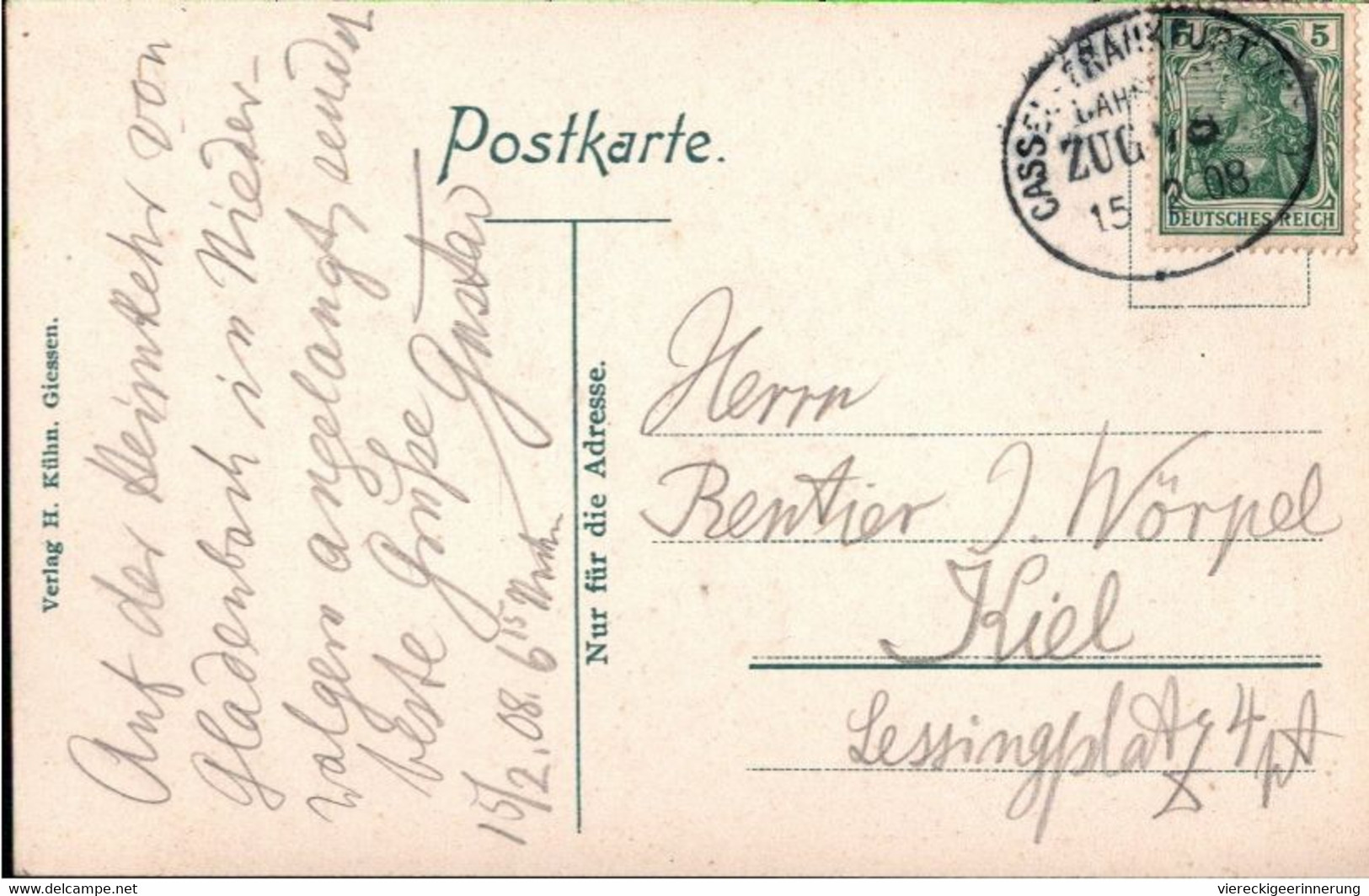 ! Alte Ansichtskarte Aus Niederwalgern In Hessen, Bahnhof, Bahnpoststempel, 1908 - Stazioni Senza Treni