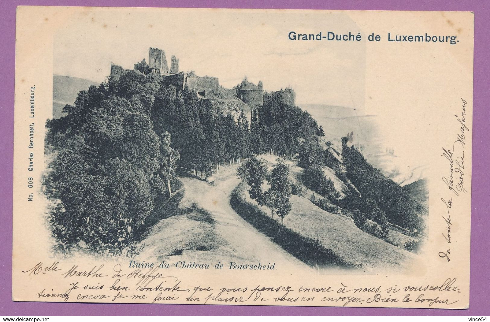 Grand Duché De Luxembourg - Ruine Du Château De Bourscheid - Circulé 1901 - Bourscheid