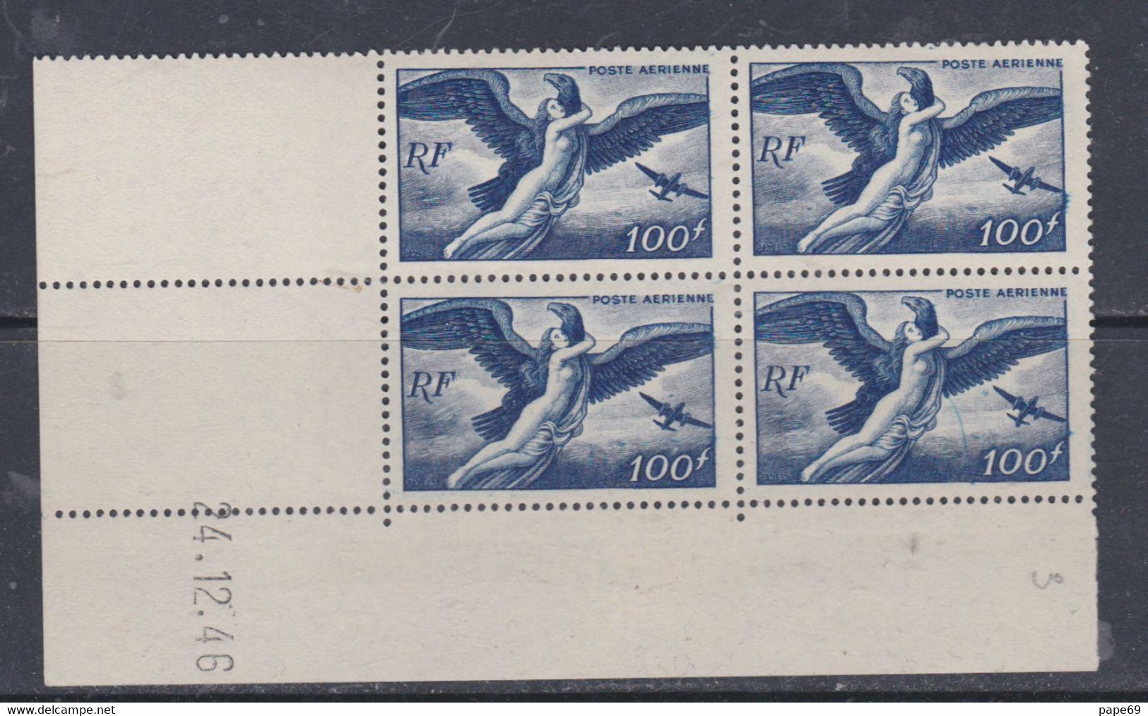 France P. A. N° 18 XX Egine En Bloc De 4 Coin Daté Du 24 . 12  . 46,  Sans Charnière, TB - Airmail