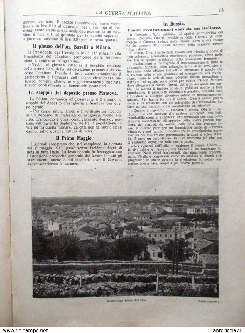 La Guerra Italiana 13 Maggio 1917 WW1 Monfalcone Sardegna Tirolo Trieste Morrone - War 1914-18