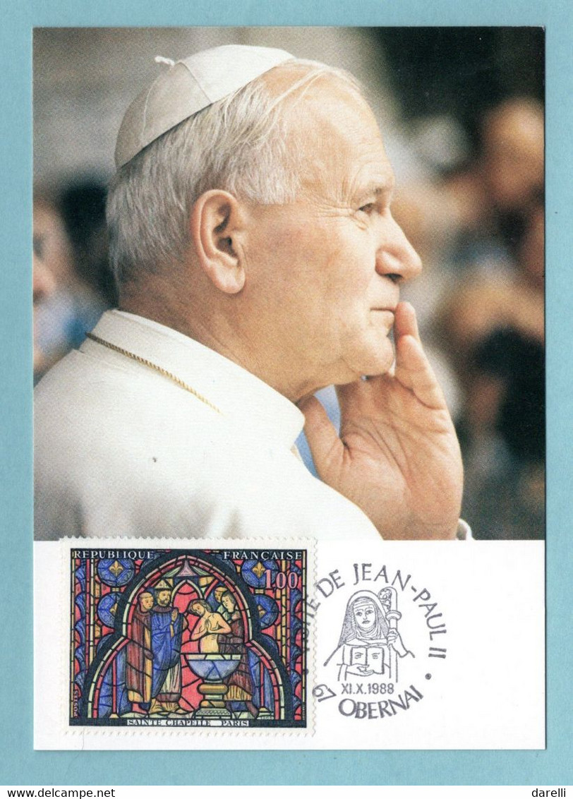 Carte Maximum Oblitération 1988 - Visite De Jean Paul II à Obernai - Vitrail De La Sainte Chapelle - YT 1492 - 1980-1989