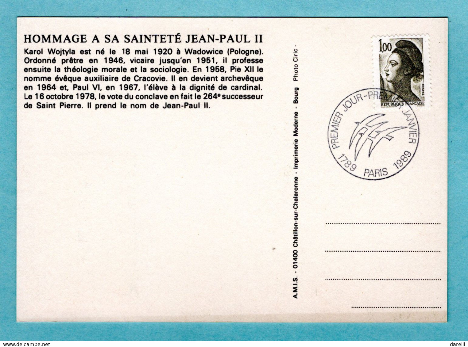 Carte Maximum Oblitération 1988 - Visite De Jean Paul II à Obernai - Vitrail De La Sainte Chapelle - YT 1492 - 1980-1989