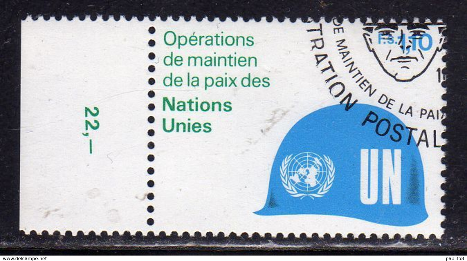 UNITED NATIONS GENEVE GINEVRA GENEVA ONU UN UNO 1980 PEACE KEEPING OPERATIONS PAIX MANTEIN 1.10fr USATO USED OBLITERE' - Gebruikt