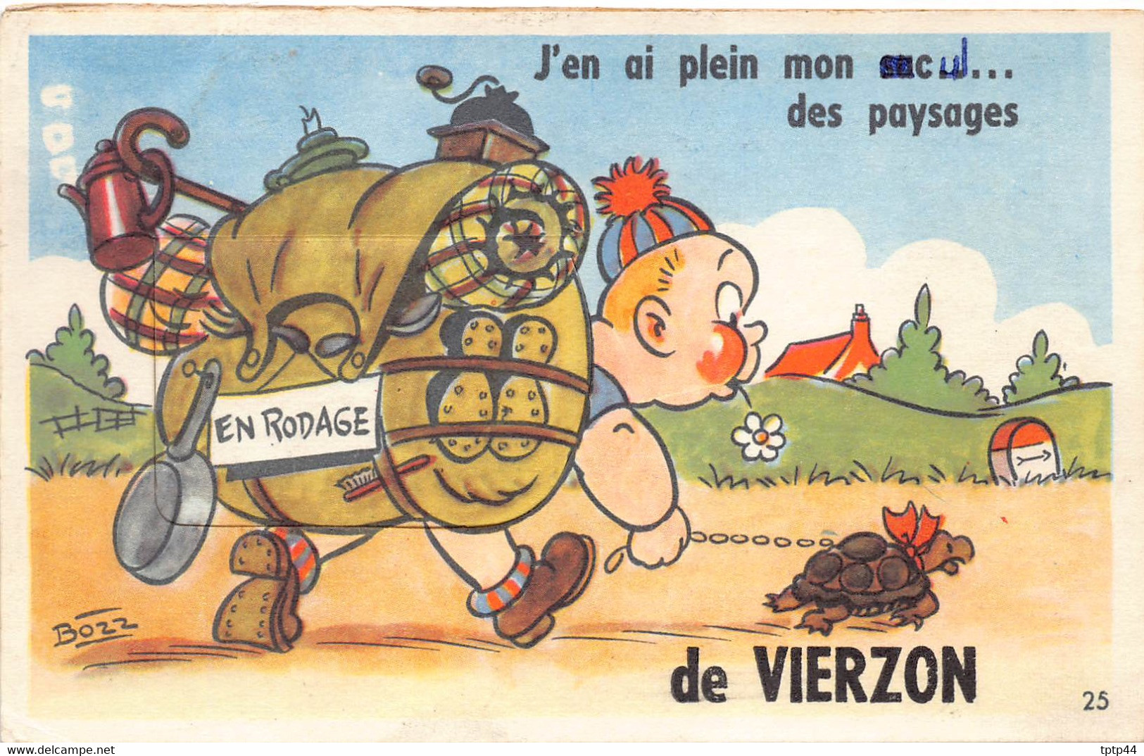 Vierzon - Carte à Système Avec Ses 10 Petites Vues - Sac à Dos, Tortue - Vierzon