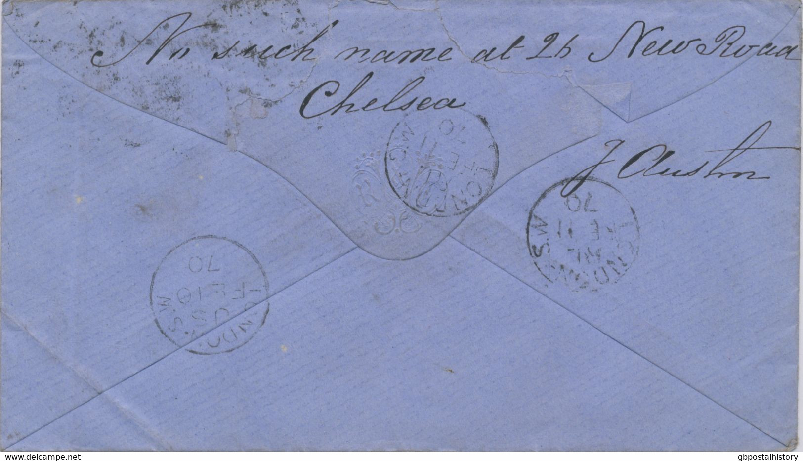 GB 1870 QV 1d Rose-red Pl.106 (AE) Fine Cvr UNDELIVERABLE Duplex LONDON-W.C / W.C / 13 - Covers & Documents