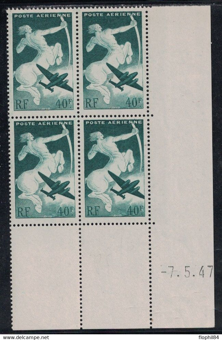 POSTE AERIENNE - N°16 - BLOC DE 4 COIN DATE - 7-5-1947. - Luftpost