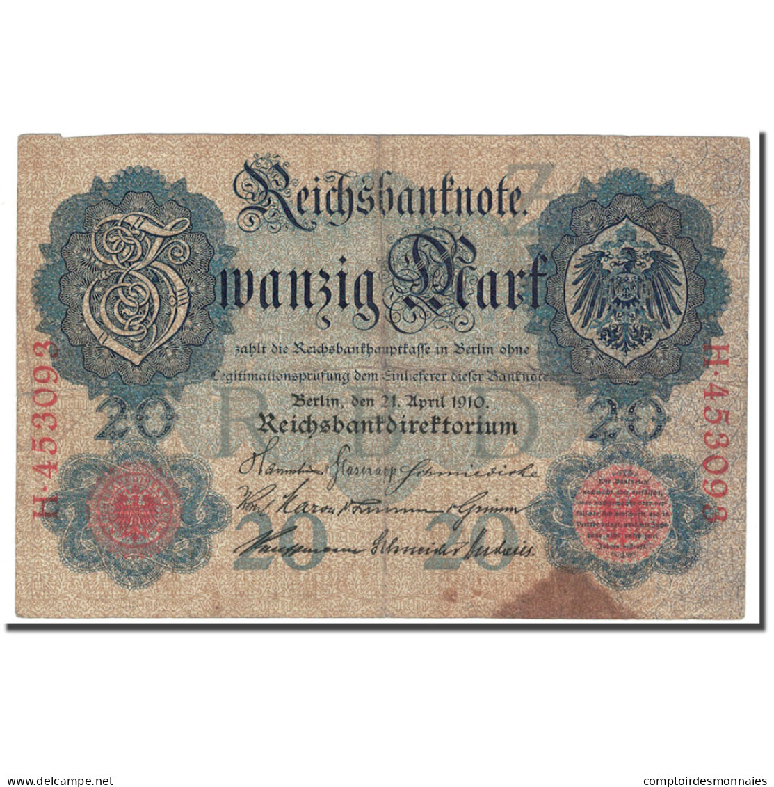 Billet, Allemagne, 20 Mark, 1910, 1910-04-21, KM:40a, TB - 20 Mark