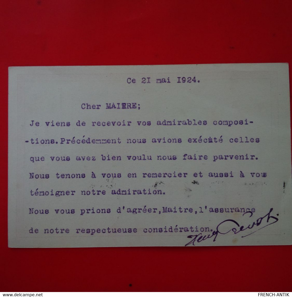 LETTRE BRUXELLES HENRY PREVOT DIRECTEUR MUSICAL POUR PARIS E.TREMISOT COMPOSITEUR DE MUSIQUE 1924 - Briefe U. Dokumente