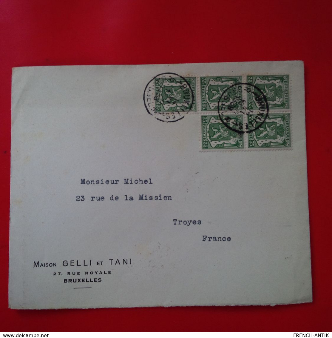 LETTRE BRUXELLES MAISON GELLI ET TANI POUR TROYES 1938 - Cartas & Documentos