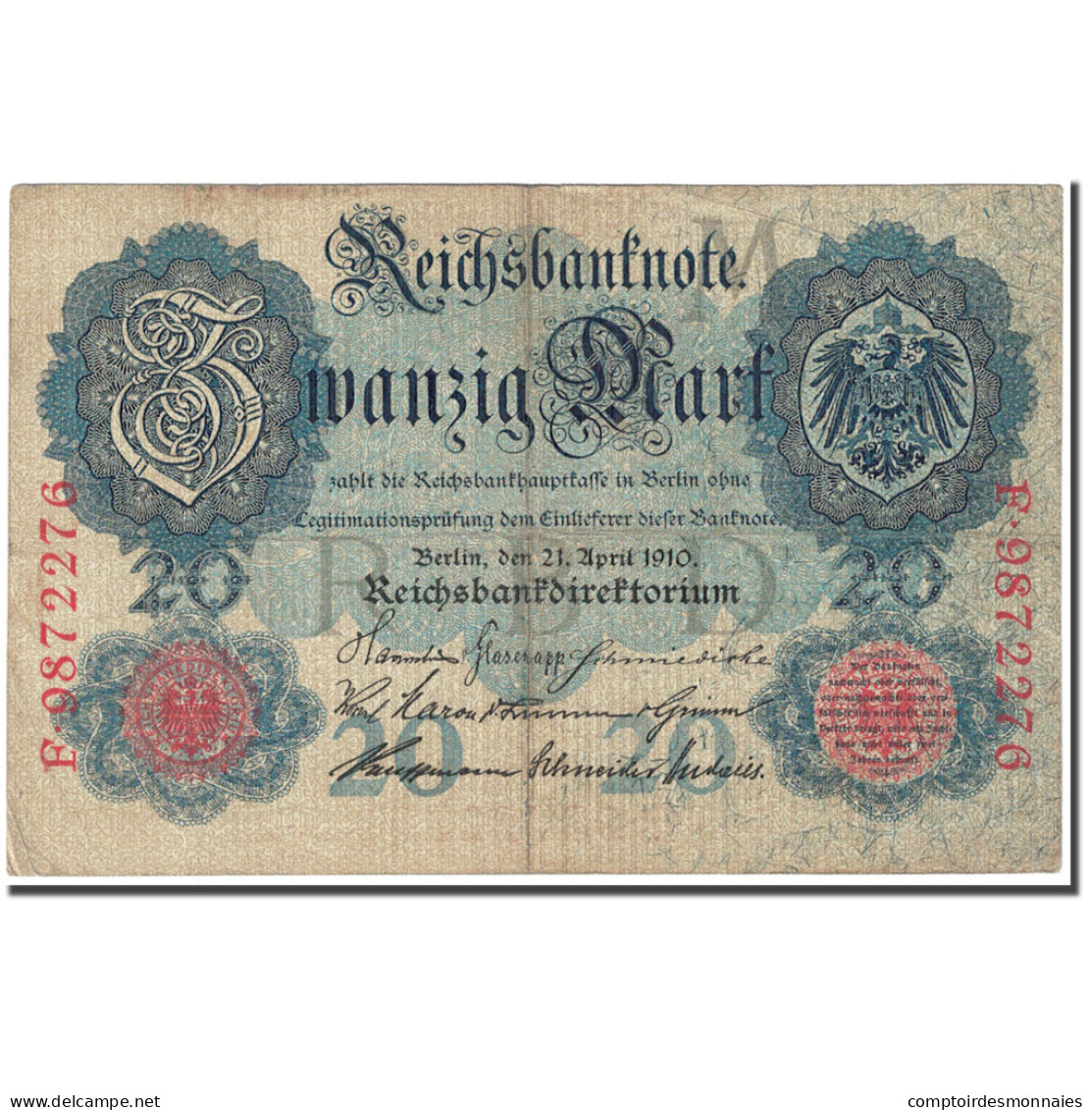 Billet, Allemagne, 20 Mark, 1910, 1910-04-21, KM:40b, TTB - 20 Mark