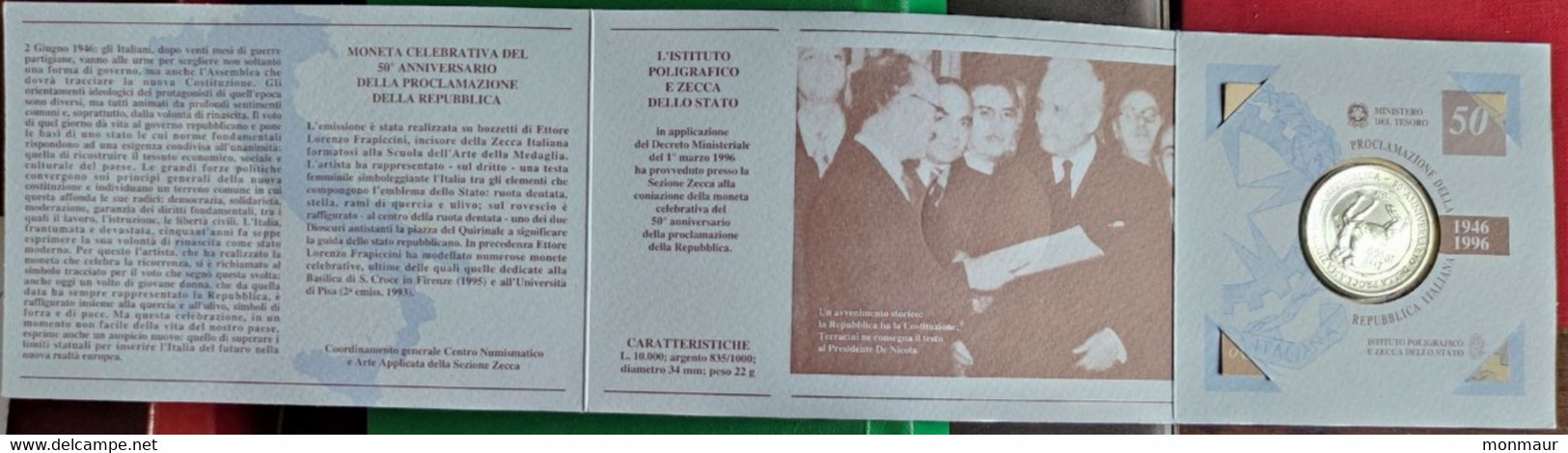 ITALIA 1996 PROCLAMAZIONE DELLA REPUBBLICA ITALIANA LIRE 10000 - Commemorative