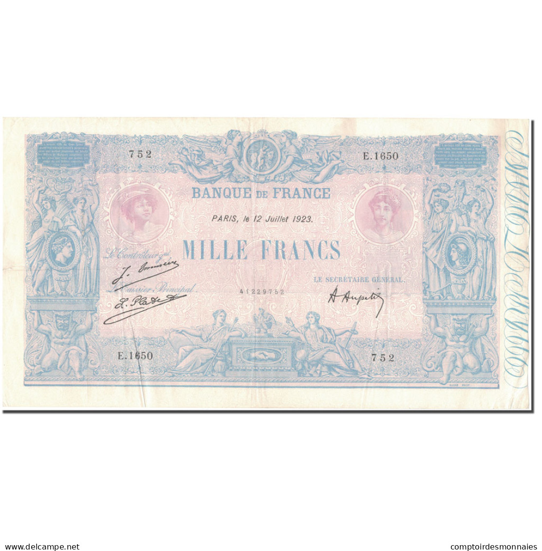 France, 1000 Francs, Bleu Et Rose, 1923, 1923-07-12, TTB, Fayette:36.39, KM:67j - 1 000 F 1889-1926 ''Bleu Et Rose''