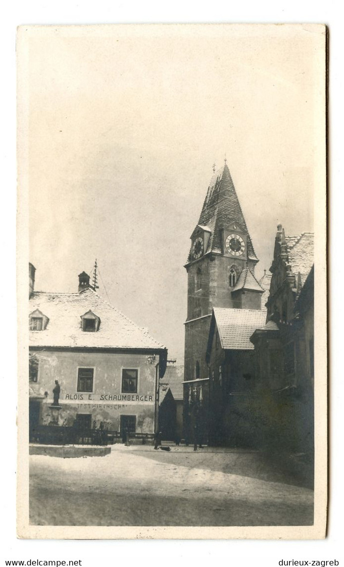 Krieglach Alois E. Schaumberger Gastwirtschaft And Church Tower With Clock - Small Old Photo (6 X 10,3 Cm) B210820 - Krieglach