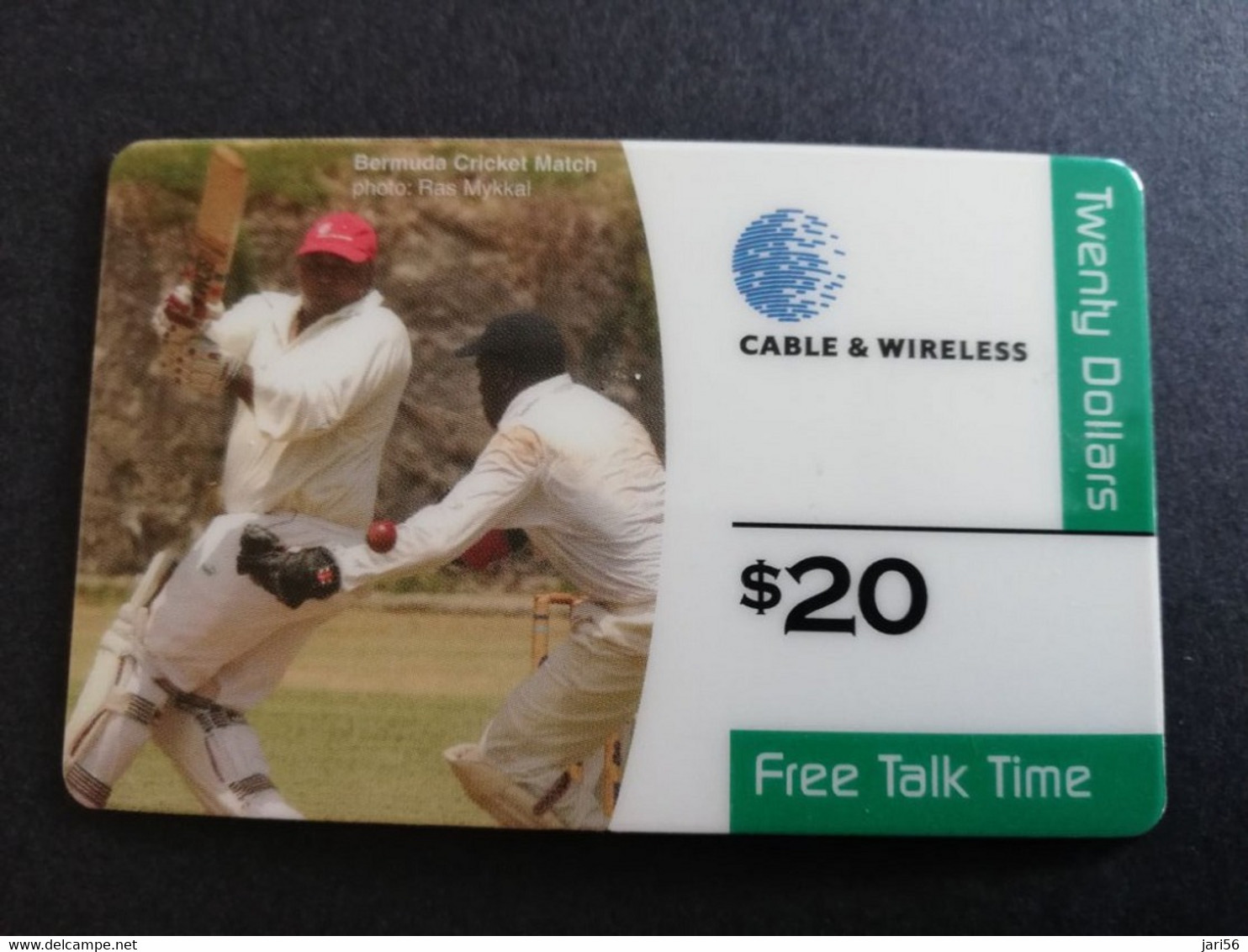 BERMUDA  $20  C&W  BERMUDA     BERMUDA CRICKET MATCH  THICK CARD   PREPAID CARD  Fine USED  **6119** - Bermudes