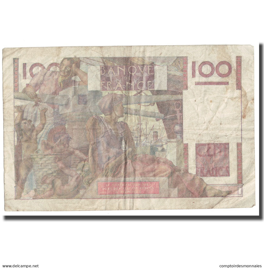 France, 100 Francs, Jeune Paysan, 1953, 1953-06-04, B+, Fayette:28.37, KM:128d - 100 F 1945-1954 ''Jeune Paysan''