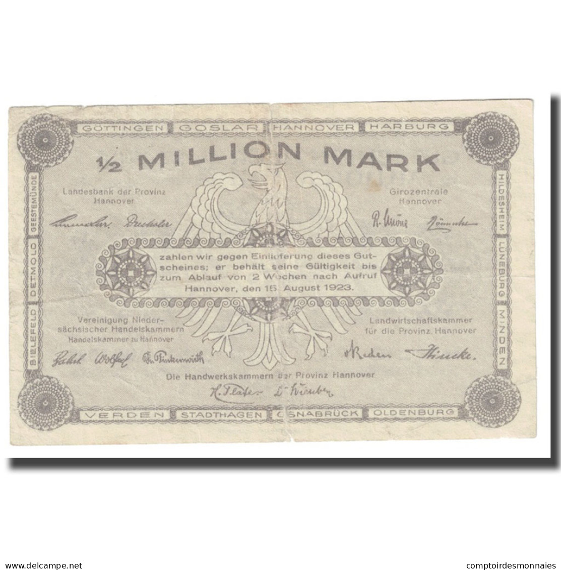 Billet, Allemagne, 500,000 Mark, 1923, 1923-08-15, TB - Administration De La Dette