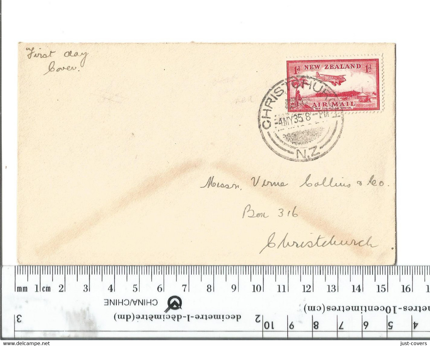 New Zealand Wellington First Day Cancel May 4 1935 ...............(Box 8) - Corréo Aéreo