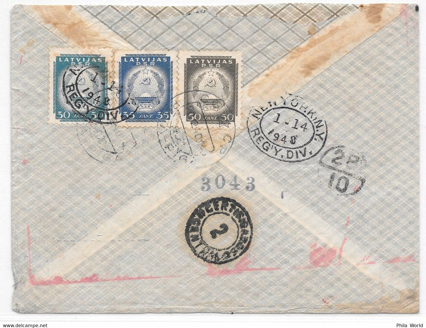 PANAM PAA FAM-18 - LATVIA LETTONIE LATVIJAS CCCP RIGA 1940 Air Mail Registered Cover To ARGENTINA Via NY Par Avion - Aerei