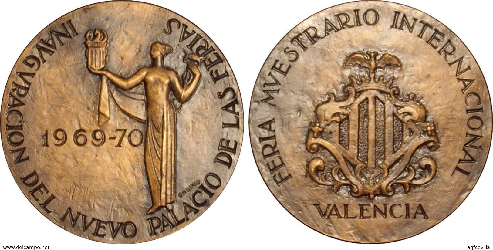 ESPAÑA. MEDALLA FERIA MUESTRARIO INTERNACIONAL DE VALENCIA. 1.969. BRONCE. CON ESTUCHE. ESPAGNE. SPAIN MEDAL - Professionali/Di Società