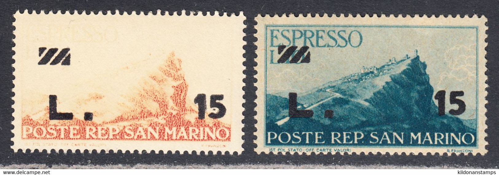 San Marino 1947 Express Letter, Mint No Hinge, Sc# E17-E18, SG - Francobolli Per Espresso