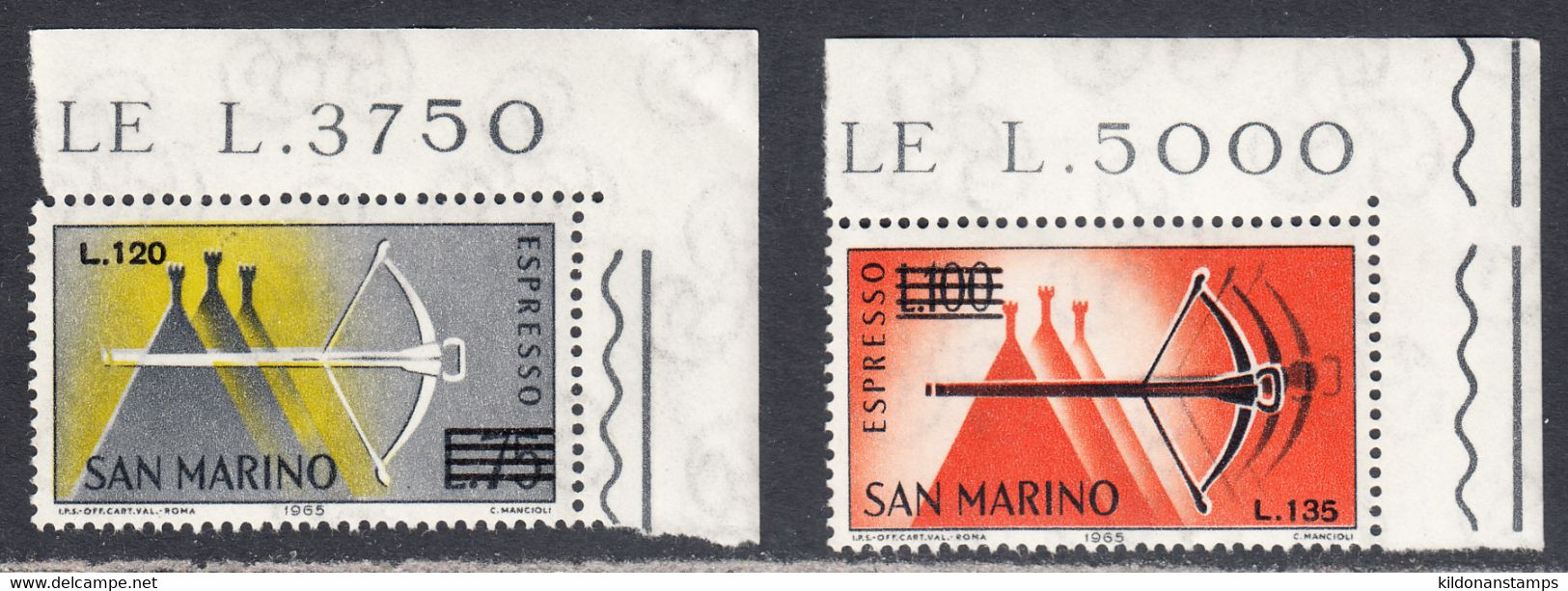San Marino 1965 Express Letter, Mint No Hinge, Sc# E26-E27, SG - Express Letter Stamps