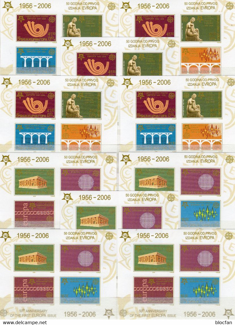 10 Blöcke EUROPA 2006 YU-Serbia Block 59B+60B ** 150€ Hoja Blocs Stamp On Stamps S/s Philatelic Sheets Bf 50 Years CEPT - Sammlungen