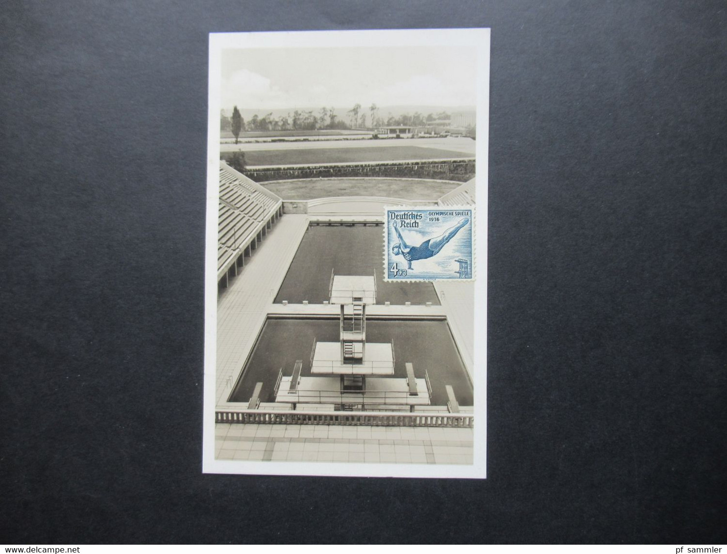 3.Reich Olympia 1936 Echtfoto AK Reichssportfeld Schwimmstadion Reichssportverlag Verwendet 1984 In Der BRD - Juegos Olímpicos
