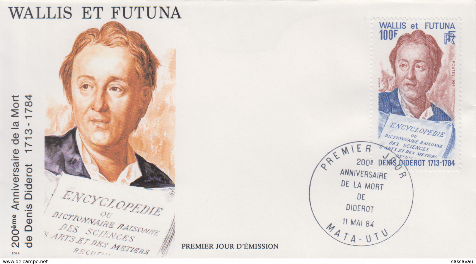 Enveloppe  FDC   1er   Jour    WALLIS  Et  FUTUNA     200éme  Anniversaire   Mort  De  Denis  DIDEROT   1984 - FDC