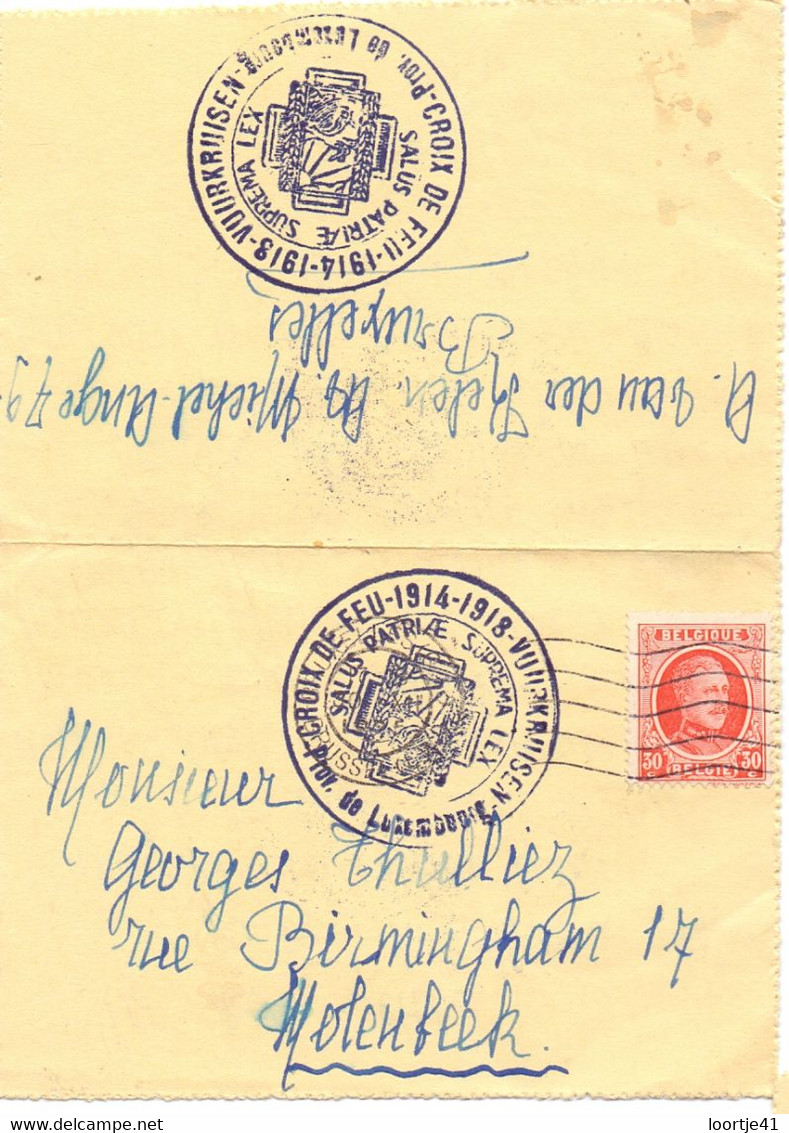 Carte Lettre - Bruxelles - Croix De Feu Prov. De Luxembourg - Letter Covers