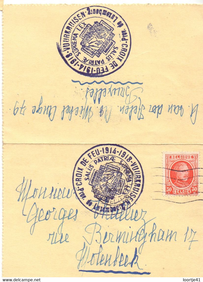 Carte Lettre - Bruxelles - Croix De Feu Prov. De Luxembourg - Letter Covers