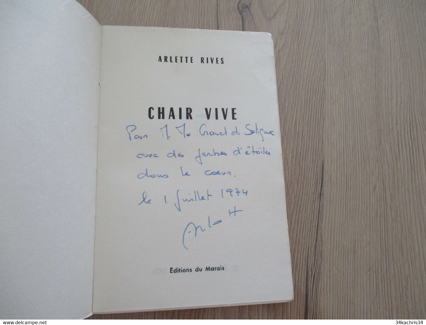 Poèsie Chez EdIt Marais Arlette Rives Chair Vive Poème En édition Originale + 1 Envoi + 1 Poème Original Sybellus - Autores Franceses