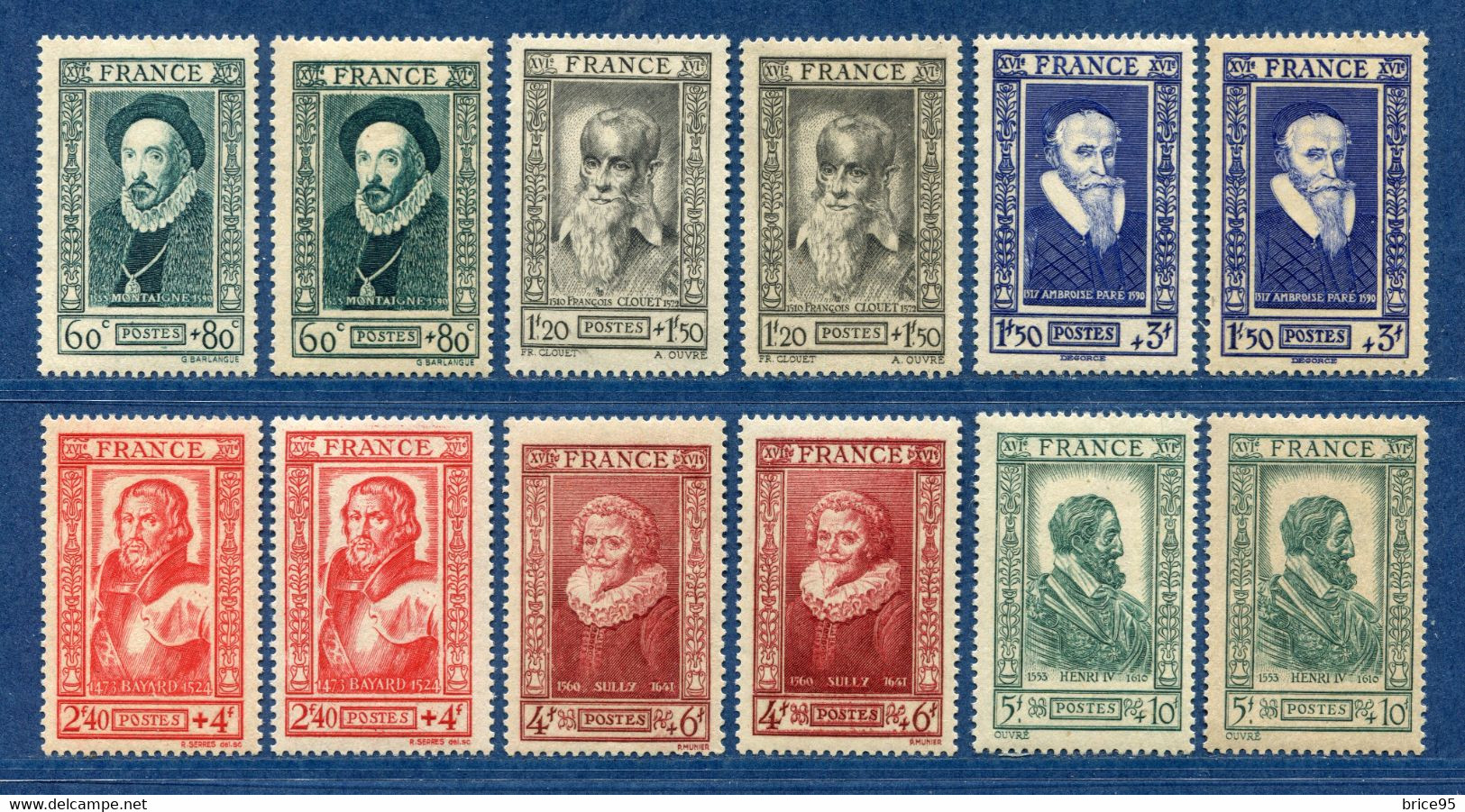 ⭐ France - Variété - YT N° 587 à 592 - Couleurs - Pétouille - Neuf Sans Charnière - 1943 ⭐ - Unused Stamps