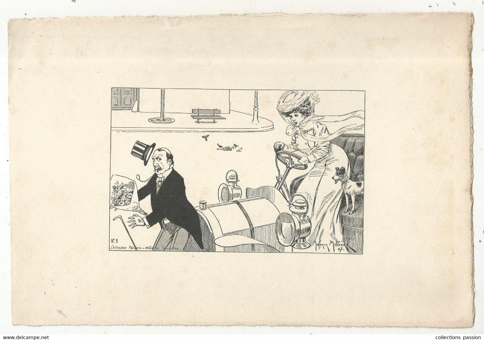 DESSIN , Anti-automobile , Milliere Maurice ,1907, Collection Petitpas Et Mesaize , Versailles , Frais Fr 2.25 E - Disegni