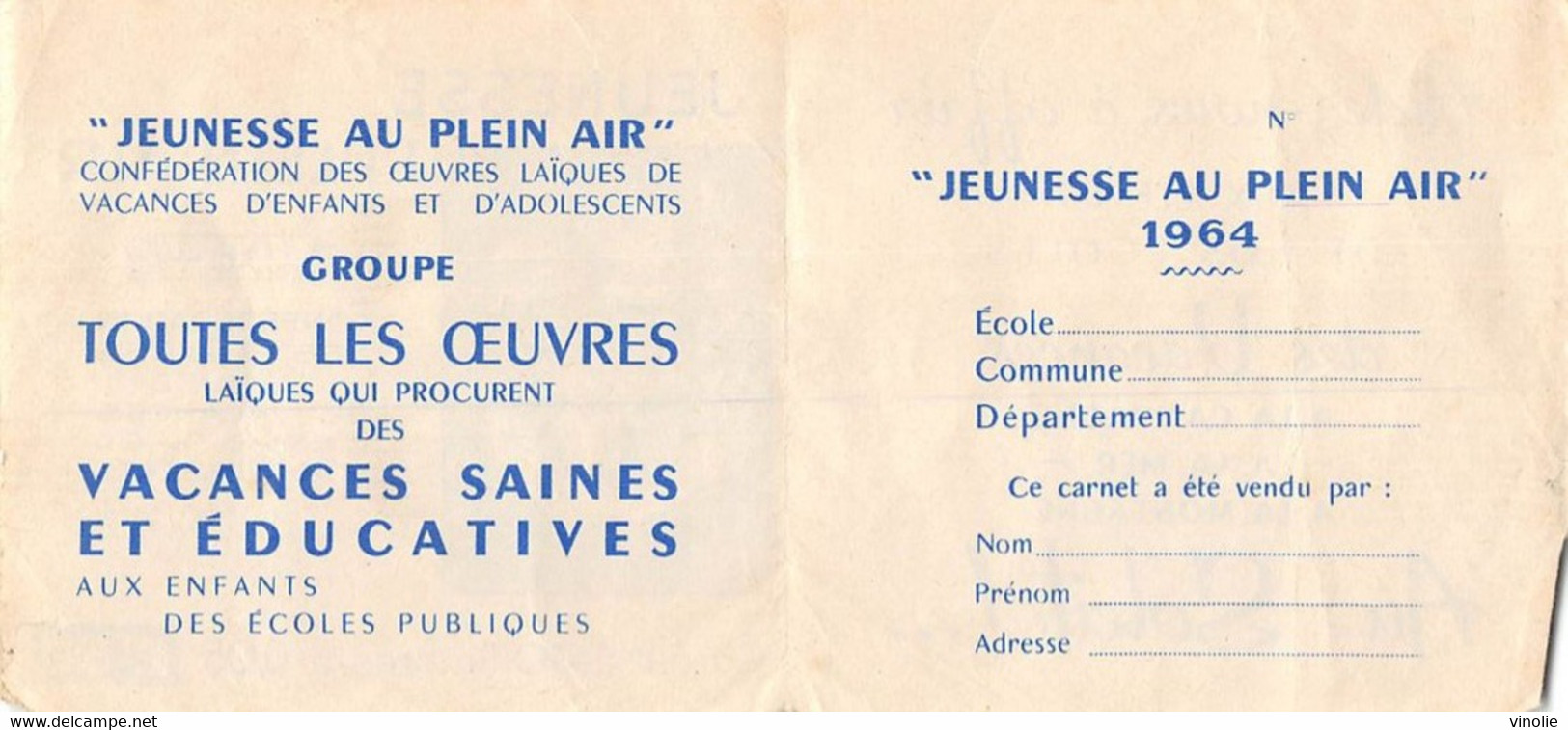 PIE-TPL-21-2016 : JEUNESSE AU PLEIN AIR. 1964 COUVERTURE DE CARNET. HERVE MORVAN. SANS LES TIMBRES. - Morvan