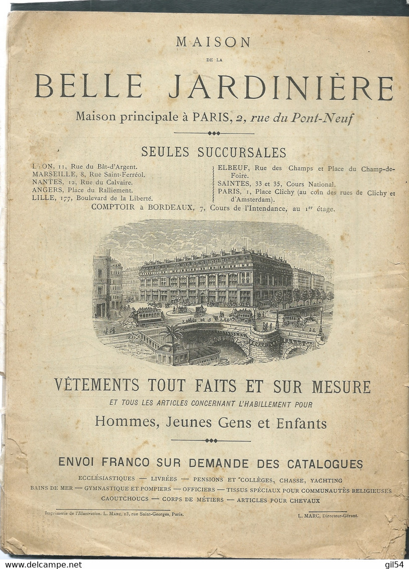 L'illustration " Catalogue De La Belle Jardiniere Paris Septembre 1894 , 32 Pages   - Fau 10405 - Mode