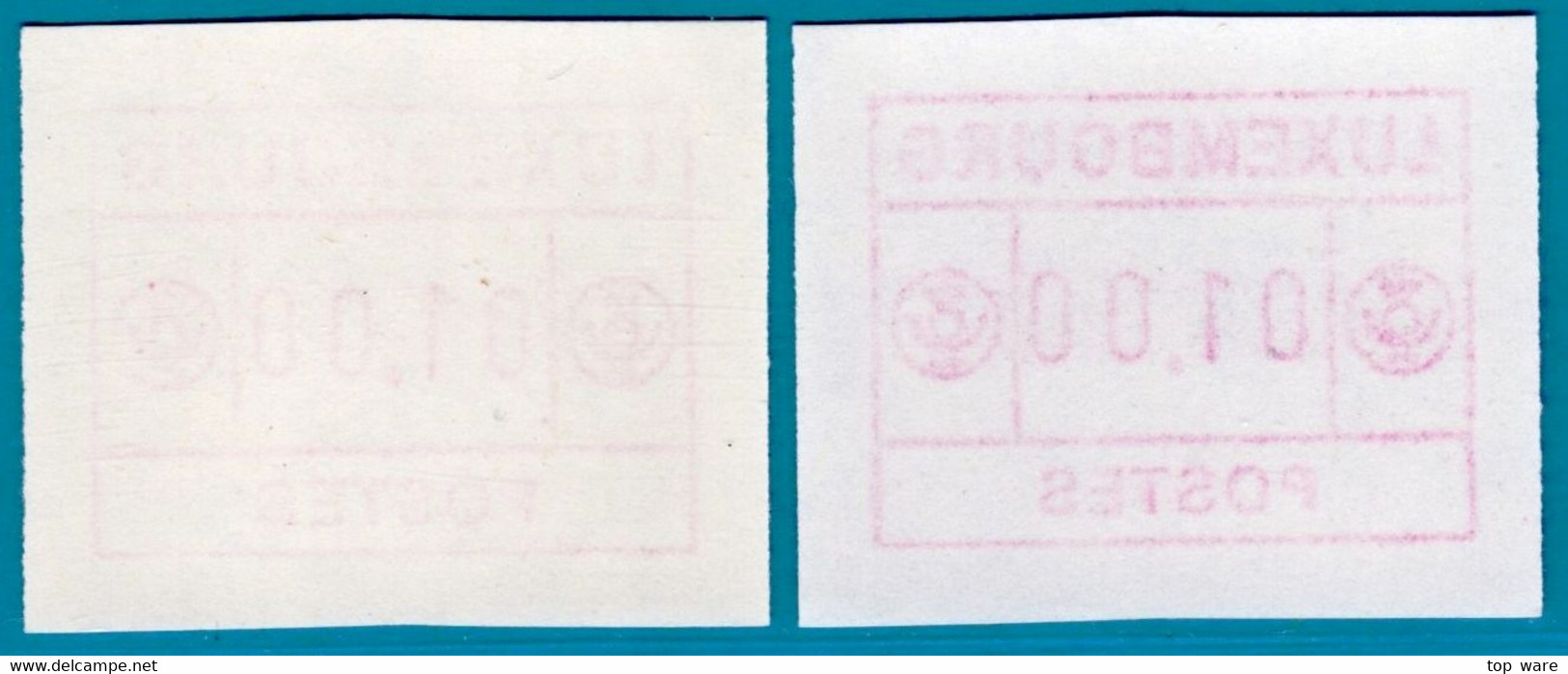 Luxemburg Luxembourg Timbres ATM 2 Kleines Postes * Je 1x Gelb.- / Weisslicher Gummi 1 Fr. ** Frama Automatenmarken - Postage Labels