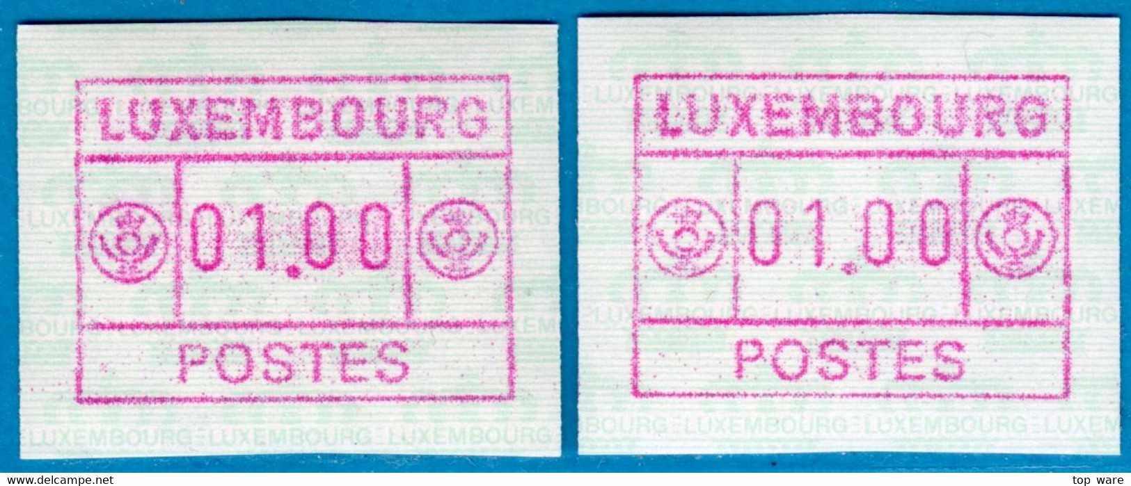 Luxemburg Luxembourg Timbres ATM 3 Grosses POSTES * Je 1x Gelb.- / Weisslicher Gummi 1 Fr. ** Frama Automatenmarken - Frankeervignetten