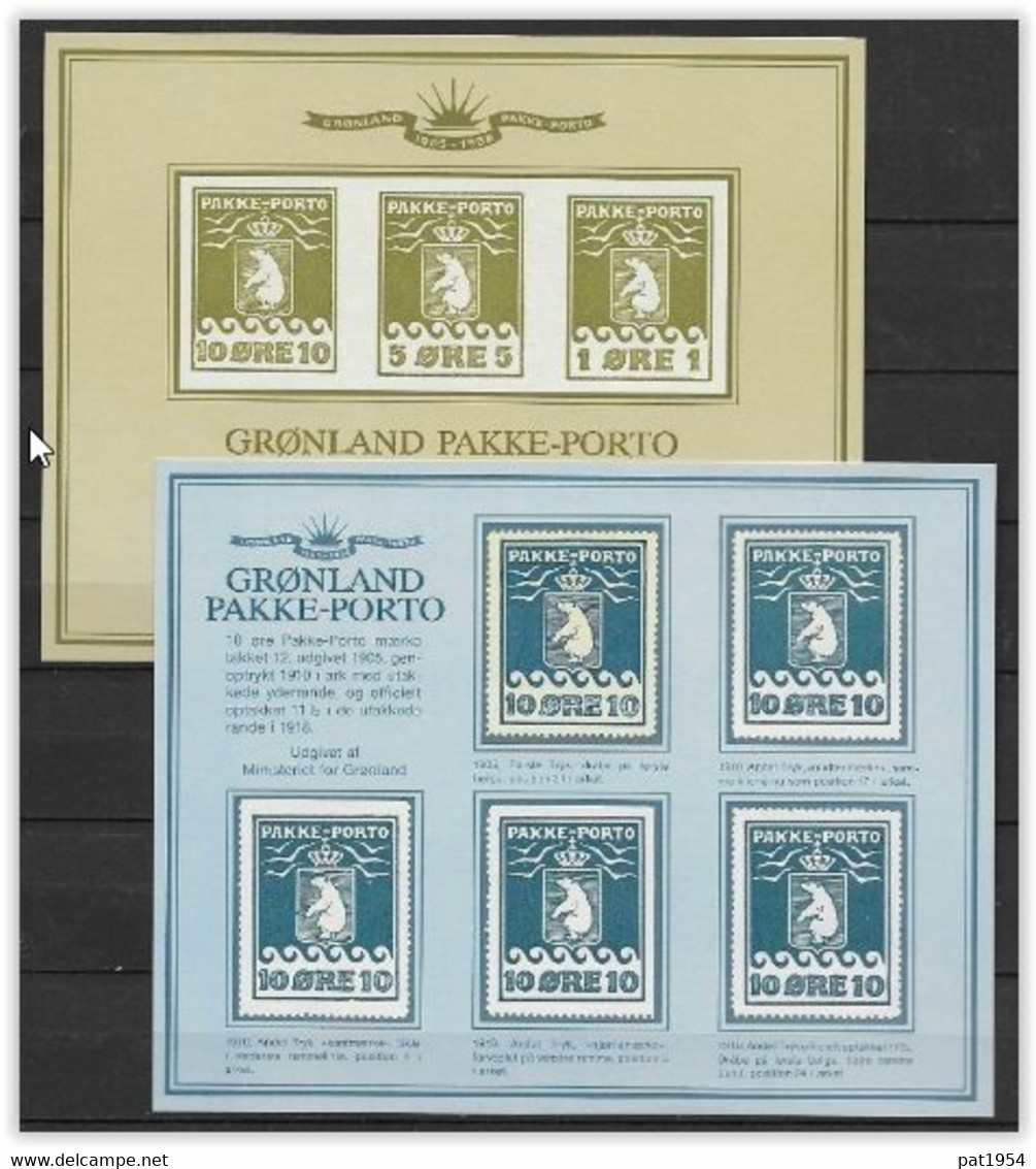 Groënland: Les 2 Blocs De La Série N°1 Des Réimpressions 1983 Des Colis Postaux Avec Ours - Paketmarken