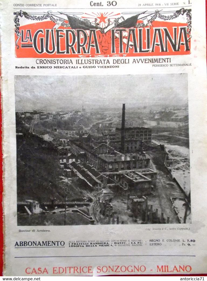 La Guerra Italiana 28 Aprile 1918 WW1 Pensuti Piave Valsugana Acqua Bersaglieri - Guerra 1914-18