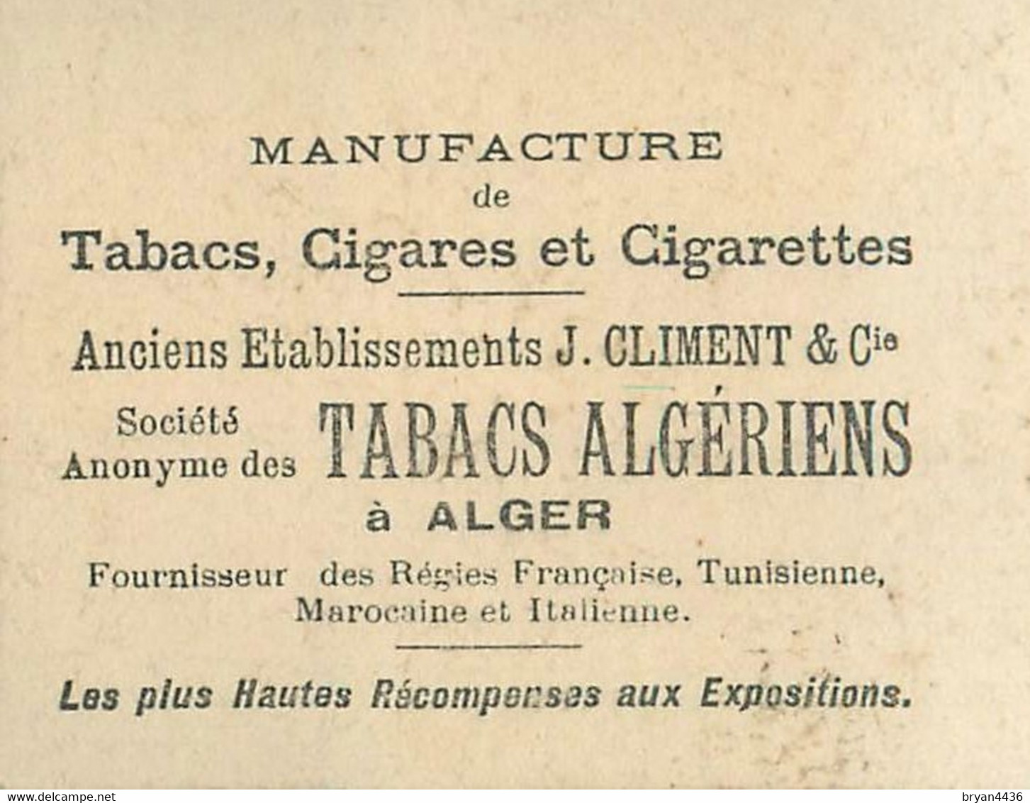 CARTE CIGARETTES CLIMENT  - PEREZ - TRES BON ETAT - Climent