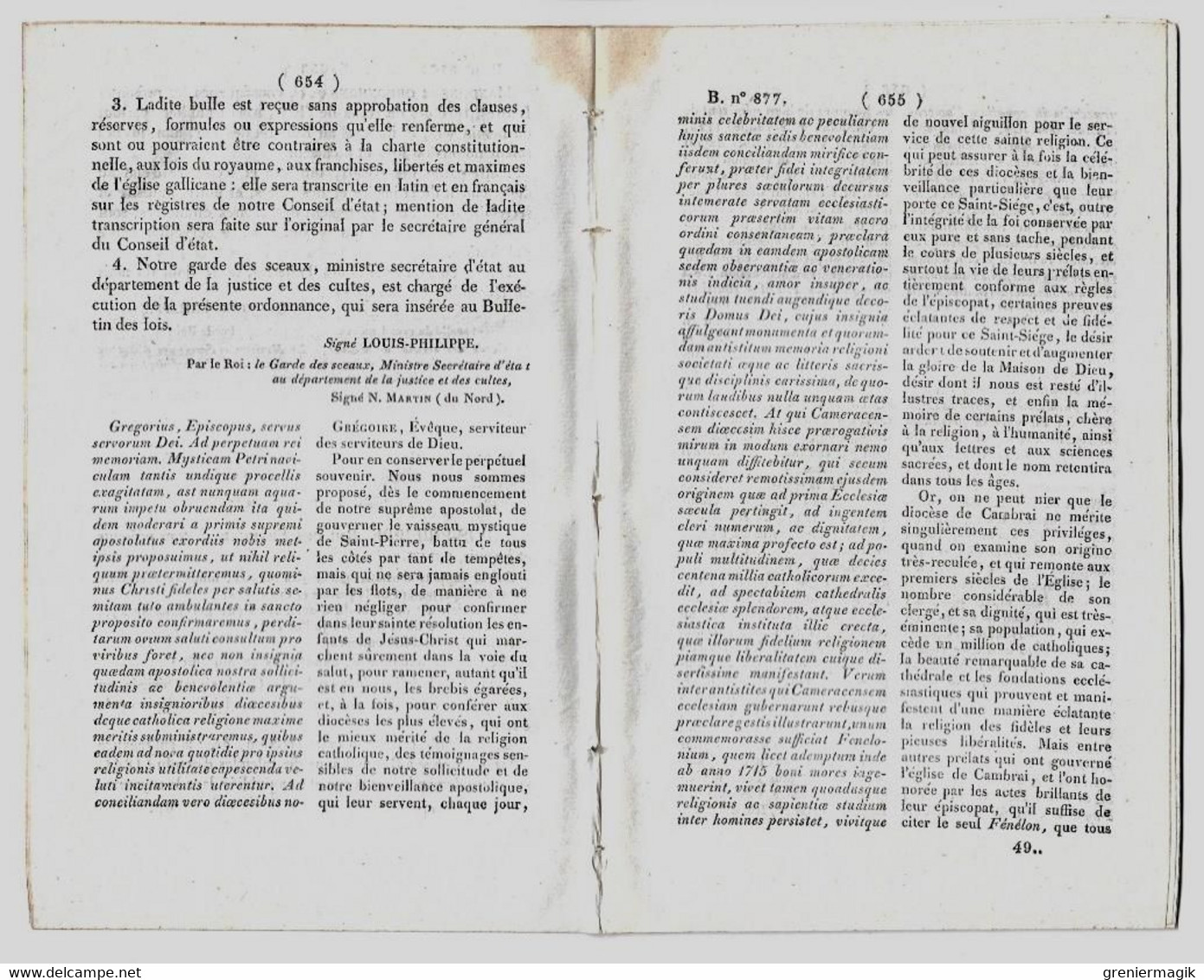 Bulletin Des Lois 877 1842 Convention Fermeture Des Dardanelles Et Du Bosphore/Métropole De Cambrai/Prison Brest... - Décrets & Lois