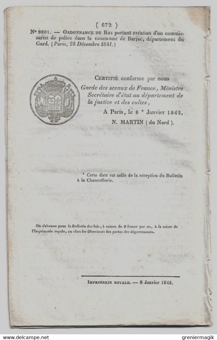 Bulletin des Lois 877 1842 Convention fermeture des Dardanelles et du Bosphore/Métropole de Cambrai/Prison Brest...