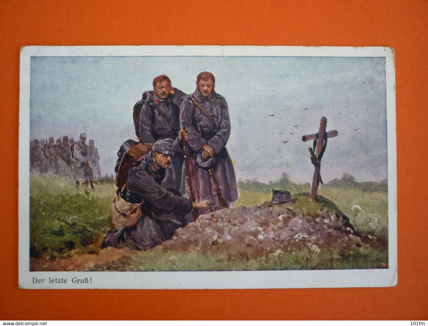 K.u.K. SOLDATEN WWI. - DER LEZTE GRUSS , K.K. LANDSTURMBATAILLON 154 , 2. KOMPAGNIE , STAMP ON BACK - Oorlog 1914-18