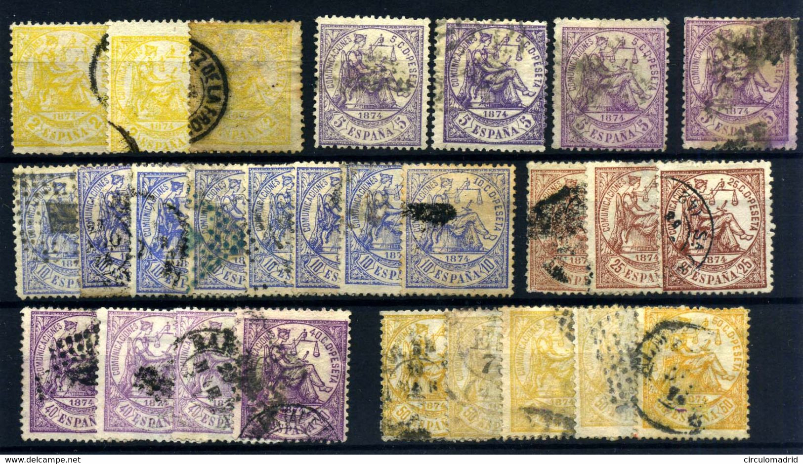 España Nº 143/5, 147/9. Año 1874 - Used Stamps