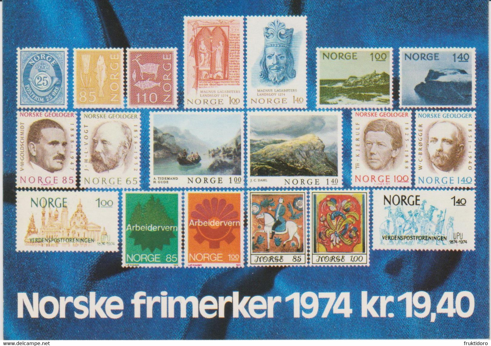 Norway Year Set Norwegian Stamps 1974 - Posthorn - North Cape - Magnus Lagabøte's State Law - Industrial Safety ** - Volledig Jaar