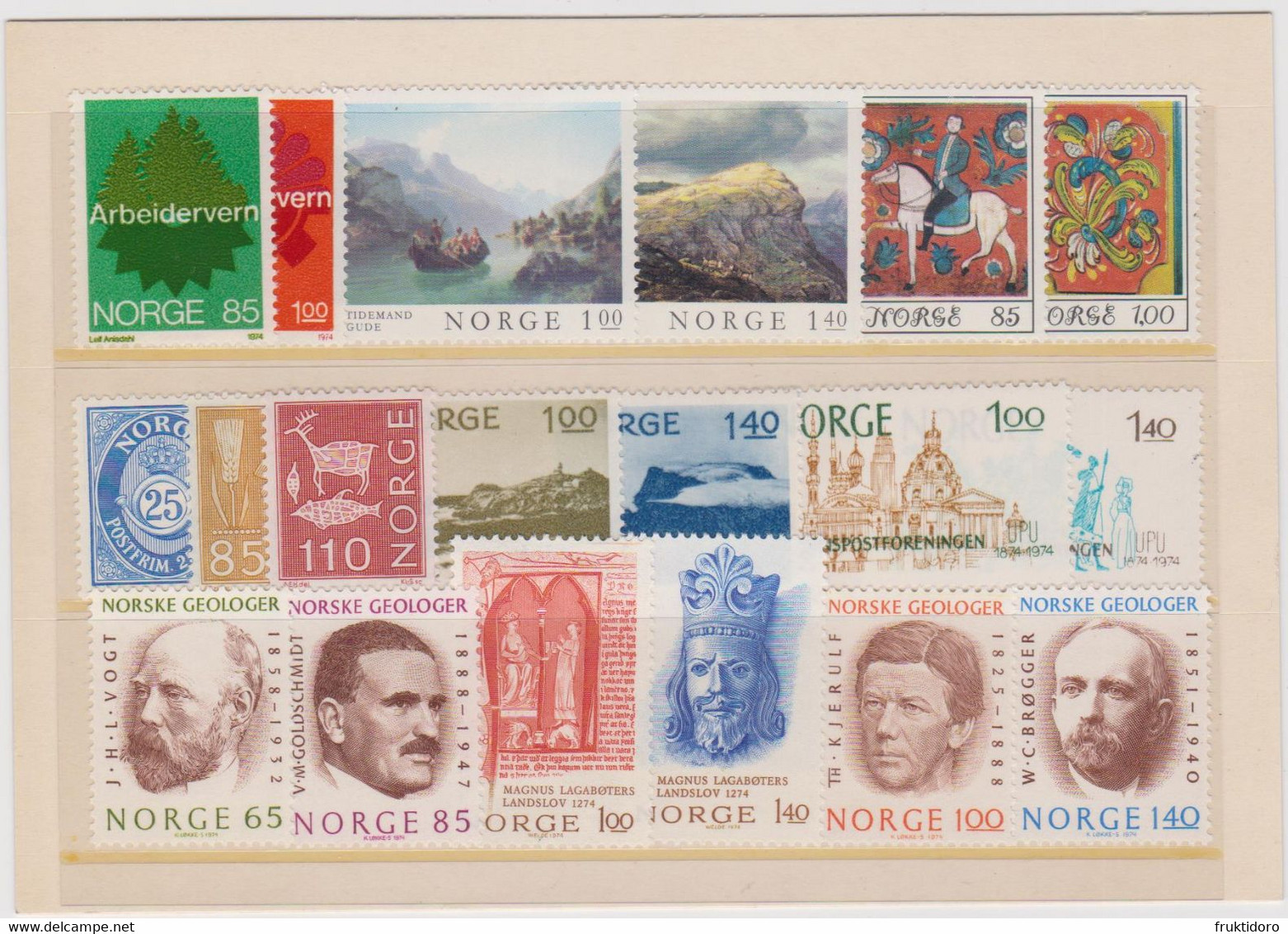 Norway Year Set Norwegian Stamps 1974 - Posthorn - North Cape - Magnus Lagabøte's State Law - Industrial Safety ** - Full Years