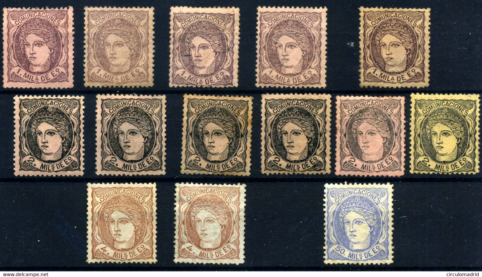 España Nº 102, 102c, 103, 103b, 104, 107. Año 1870 - Unused Stamps