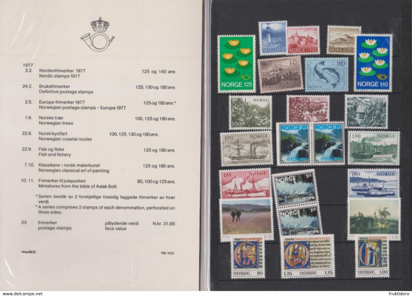 Norway Year Set Norwegian Stamps 1977 - Water Lilies - Akershus Castle & Fortress - Pine - Birch - Ships ** - Años Completos