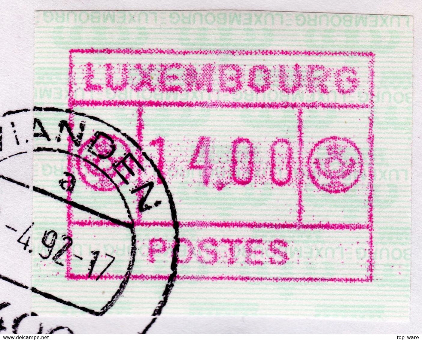 Luxemburg Luxembourg Timbres ATM 2 Kleines Postes * ERROR Kopfstehendes Papier 14 Fr. Brief Nach D. Frama Distributeurs - Automatenmarken