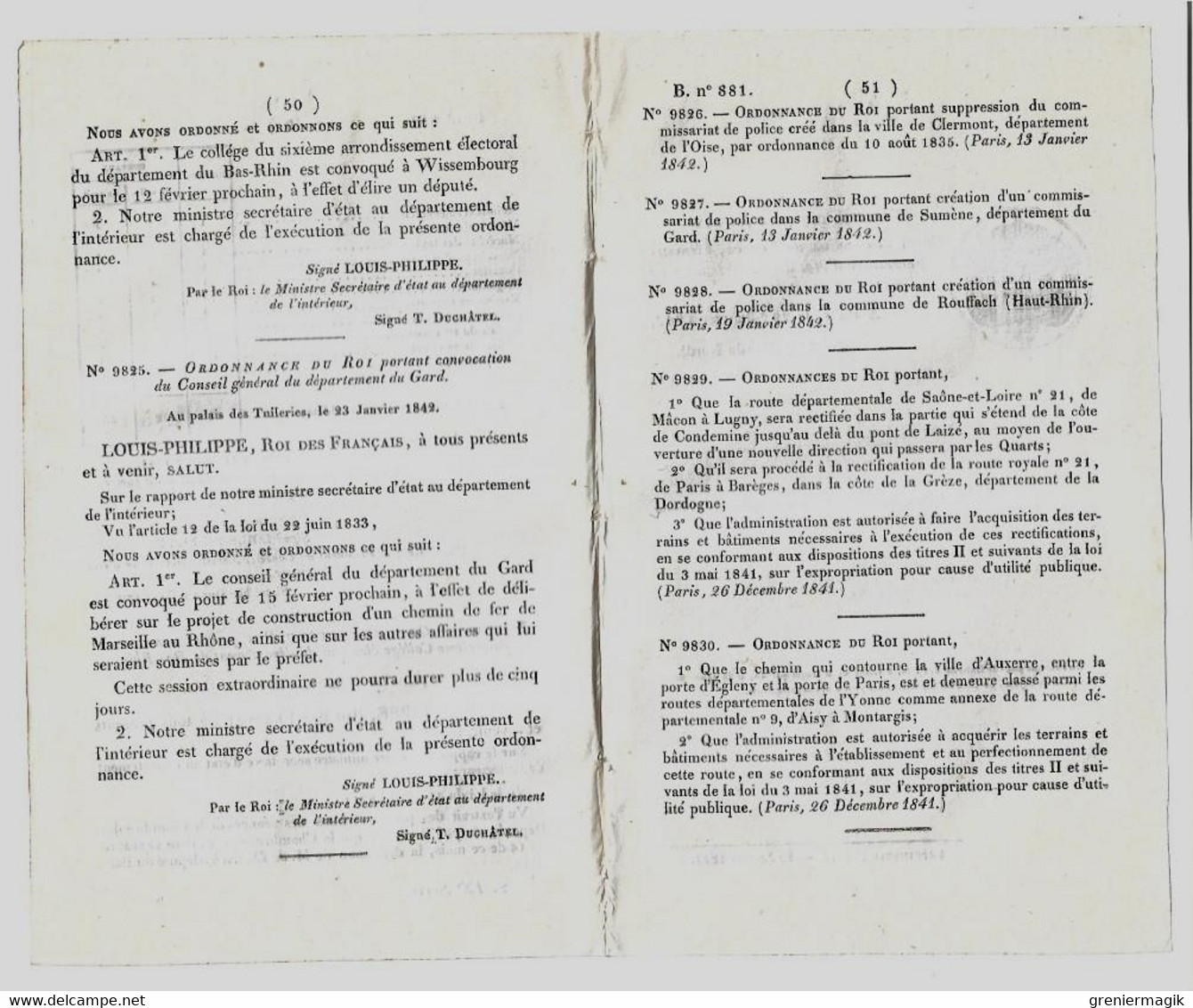 Bulletin des Lois 881 1842 Corps royal d'artillerie de la Marine/Sénégal/Organisation du Corps des équipages militaires